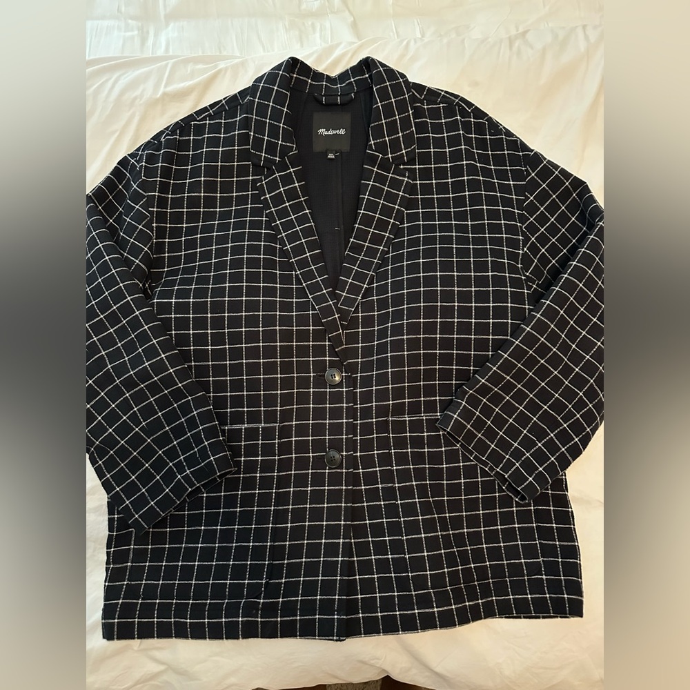 Madewell Black and White Checkered Blazer